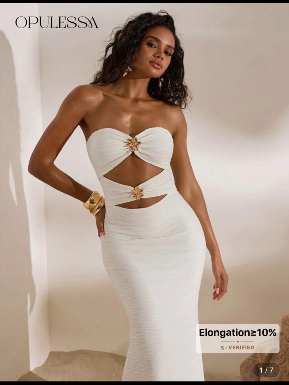 Opulessa White Strapless Cutout Maxi Dress